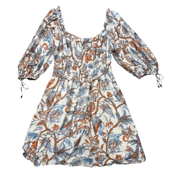 House of Harlow 1960 Nicole Richie Boho Floral Cotton Peasant Dress Size L - Picture 3 of 5